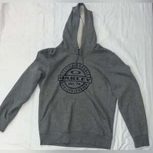 Oakley LOGO Mens Hoodie Size Small Gray Pullover Sweatshirt
